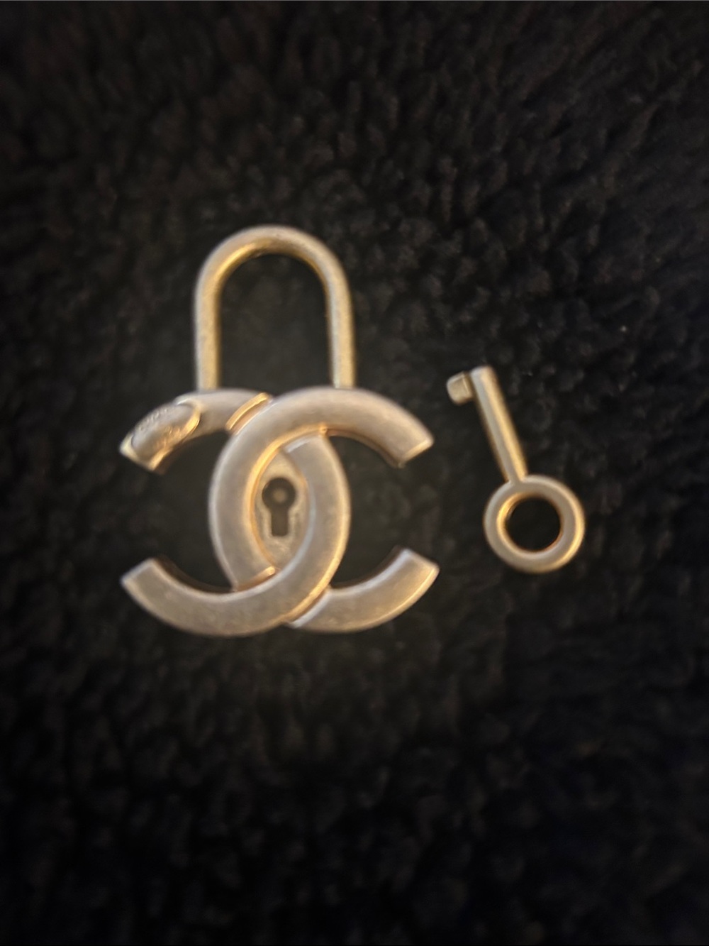 CHANEL Small Luxury Costume Interlocking CC Padlock With Mini Key Charm